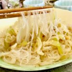 Plate of stir-fried hairy gourd with glass noodles