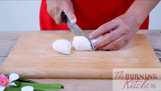 dividing the tapioca dough