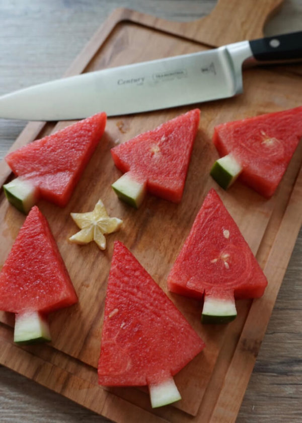 How to Cut Watermelon Christmas Trees - The Burning Kitchen